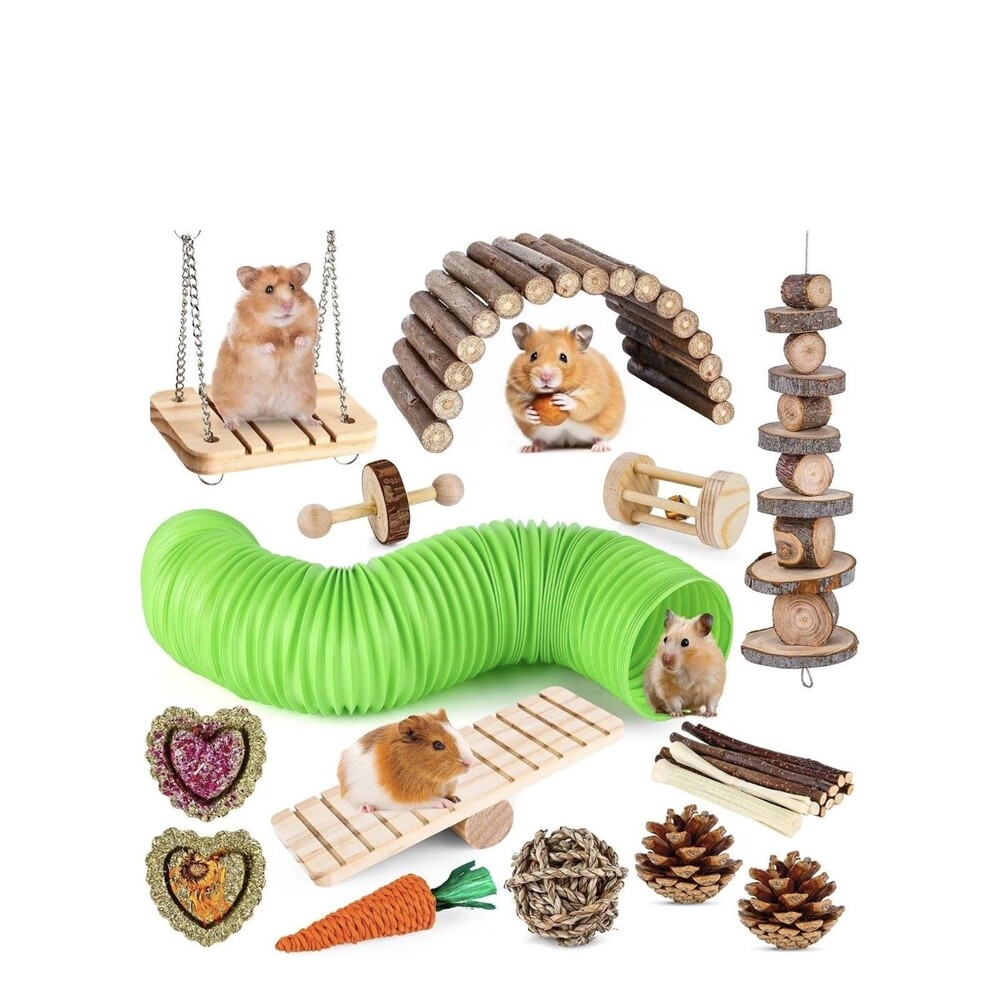 Hamster Toys Set, Guinea Pig Toys Small Animal Chewing & Play Toys 26 piece set